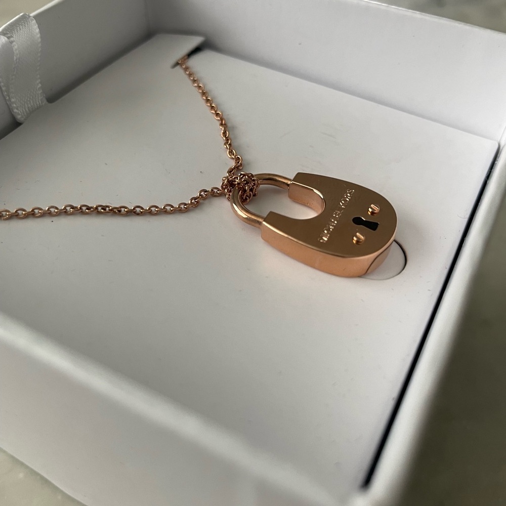 Michael Kors Rose Gold Lock Necklace